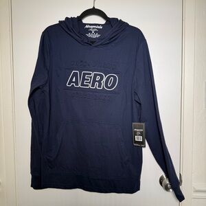 Aeropostale Men’s Large Navy AERO Hooded Long Sleeve Shirt NWT